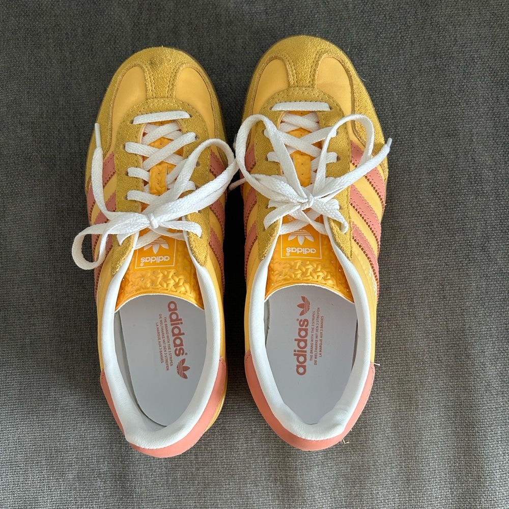 Adidas Yellow and Pink Sneakers with Sporty Design